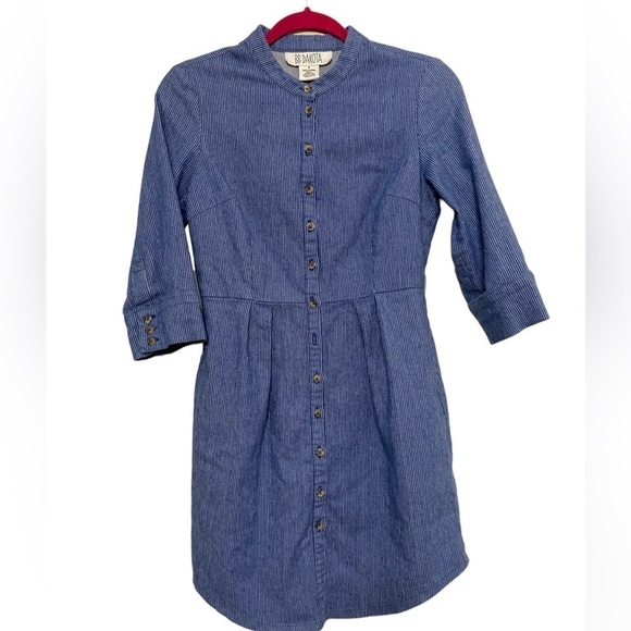BB Dakota Button Down Chambray striped Dress 6 Vacation Casual Office Y2k Retro - Picture 1 of 8